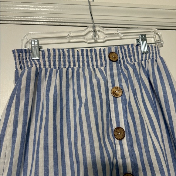 Haute Monde Blue and White Striped Button-Down Skirt - Picture 3 of 4